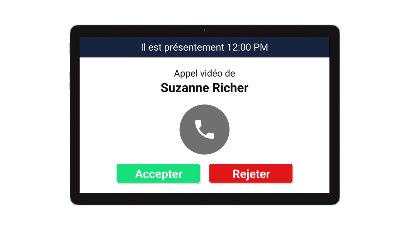 Écran de l'horloge Idem avec un appel entrant